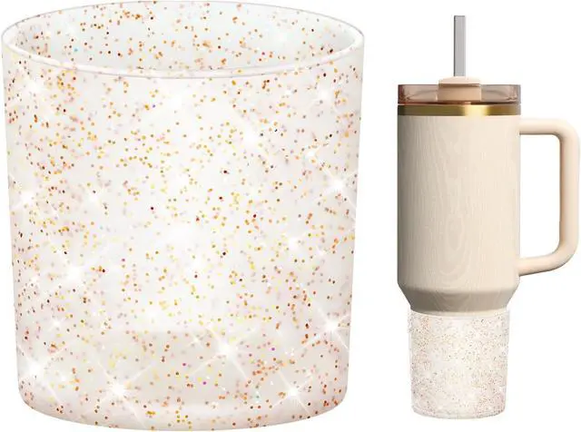 Main image of WUQID Glitter Higher Silicone Boot Compatible with Stanley Quencher H2.0 40oz 30oz 20oz & IceFlow Flip 30oz 20oz, Tumbler Cups Anti-Slip Bottom Sleeve Cover