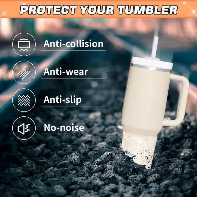 Alt view image 3 of 7 - WUQID Glitter Higher Silicone Boot Compatible with Stanley Quencher H2.0 40oz 30oz 20oz & IceFlow Flip 30oz 20oz, Tumbler Cups Anti-Slip Bottom Sleeve Cover