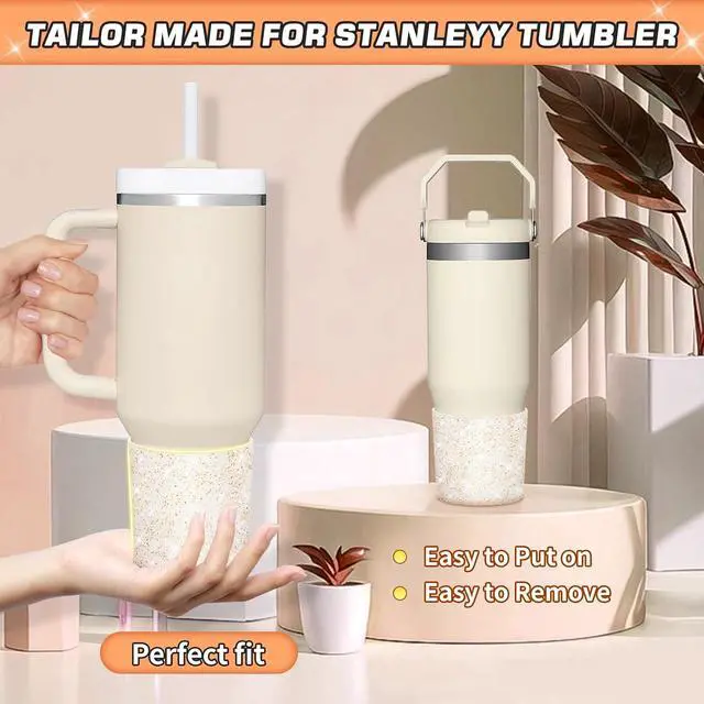 Alt view image 6 of 7 - WUQID Glitter Higher Silicone Boot Compatible with Stanley Quencher H2.0 40oz 30oz 20oz & IceFlow Flip 30oz 20oz, Tumbler Cups Anti-Slip Bottom Sleeve Cover