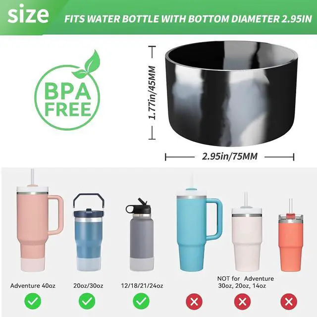 Alt view image 2 of 7 - Silicone Bumper Boot for Stanley Quencher H2.0 40 oz 30 oz Tumbler with Handle & Stanley IceFlow 20oz 30oz, Protective Water Bottle Bottom Sleeve Cover, Tumbler Accessories (Mix-Black And White)