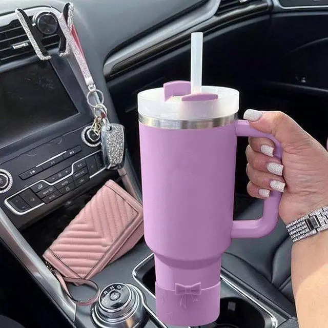 Alt view image 5 of 7 - Bows Silicone Water Bottle Boot for Stanley Cup Accessories | Cover Boots for Stanley Cup 40 30 oz With Handle Charms, Protective Sleeve for Stanley Tumbler Accessories