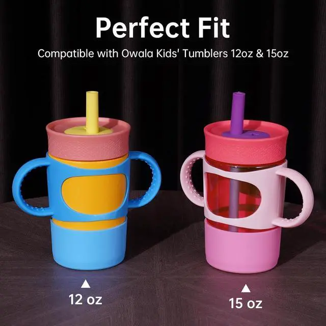 Alt view image 2 of 7 - NiHome Silicone Handle & Boot for Owala Kids Tumbler 12oz 15oz,Toddler Grip | Shock-Absorbing Base Sleeve, BPA-Free Food Grade, Easy Install Drop Protection, Fits Zak Kelso Cup, Blue