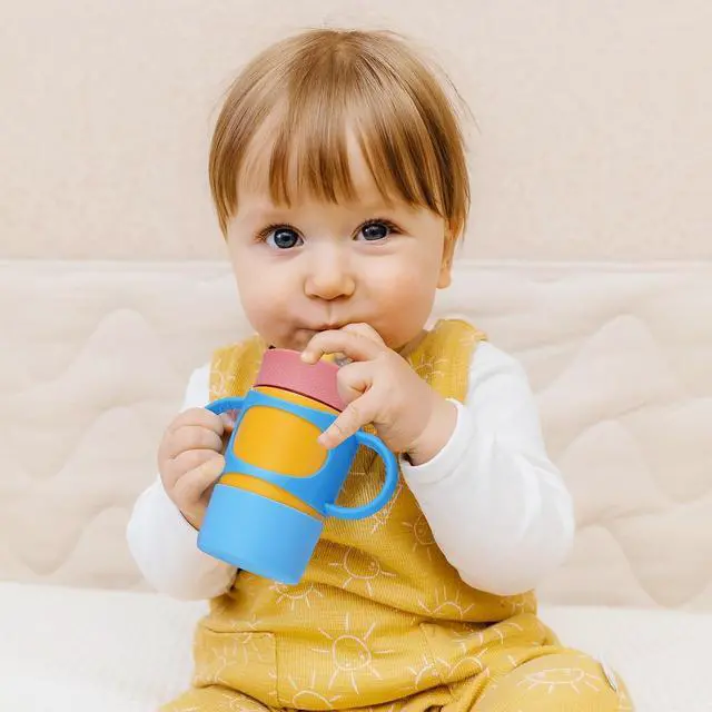 Alt view image 6 of 7 - NiHome Silicone Handle & Boot for Owala Kids Tumbler 12oz 15oz,Toddler Grip | Shock-Absorbing Base Sleeve, BPA-Free Food Grade, Easy Install Drop Protection, Fits Zak Kelso Cup, Blue