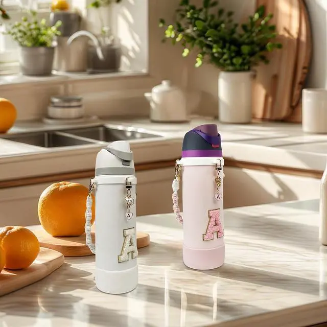 Alt view image 6 of 6 - SITKOL Silicone Boot Cute Monogram Set Compatible with Owala Water Bottle 24 oz, 32 oz, 40 oz - Perfect Letter Owala Accessories for Owala Tumbler, Owala Free Sip, Pink Owala, Black Owala