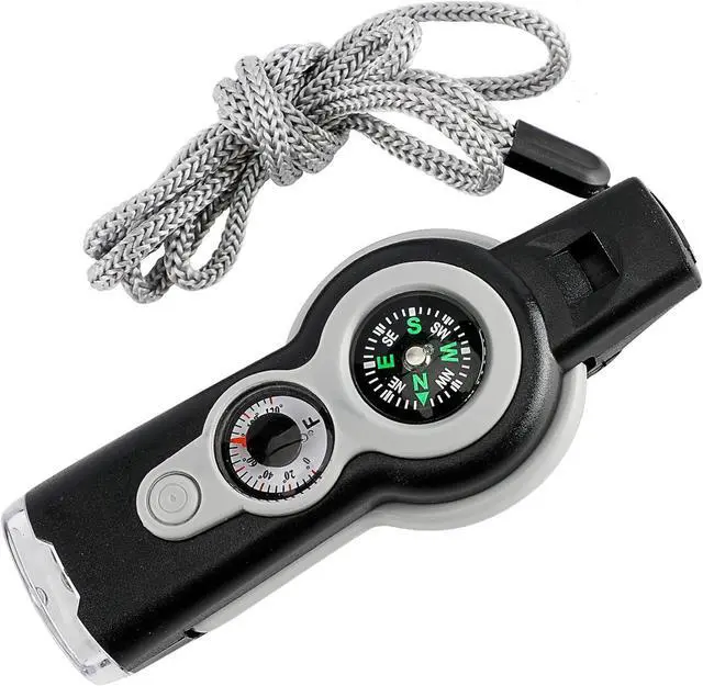 Main image of Seven-in-one Small Convenient and Multi-Functional Survival Emergency Whistle LED Outdoor Compass Hiking Electronic Whistle for Coaches