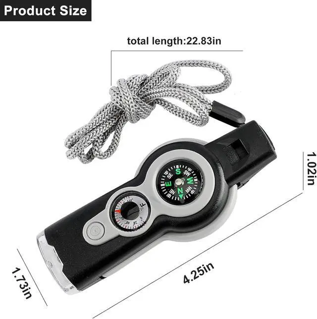 Alt view image 6 of 6 - Seven-in-one Small Convenient and Multi-Functional Survival Emergency Whistle LED Outdoor Compass Hiking Electronic Whistle for Coaches
