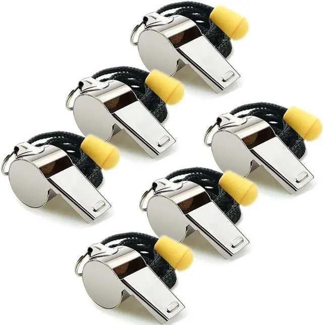 Main image of Stainless Steel Sports Whistles with Lanyard, Loud Crisp Sound Whistles Bulk Great for Coaches, Referees, and Officials