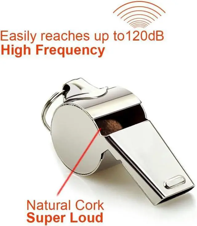 Alt view image 2 of 6 - Stainless Steel Sports Whistles with Lanyard, Loud Crisp Sound Whistles Bulk Great for Coaches, Referees, and Officials