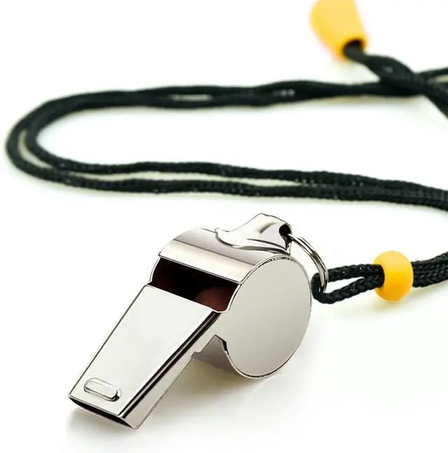 Alt view image 4 of 6 - Stainless Steel Sports Whistles with Lanyard, Loud Crisp Sound Whistles Bulk Great for Coaches, Referees, and Officials