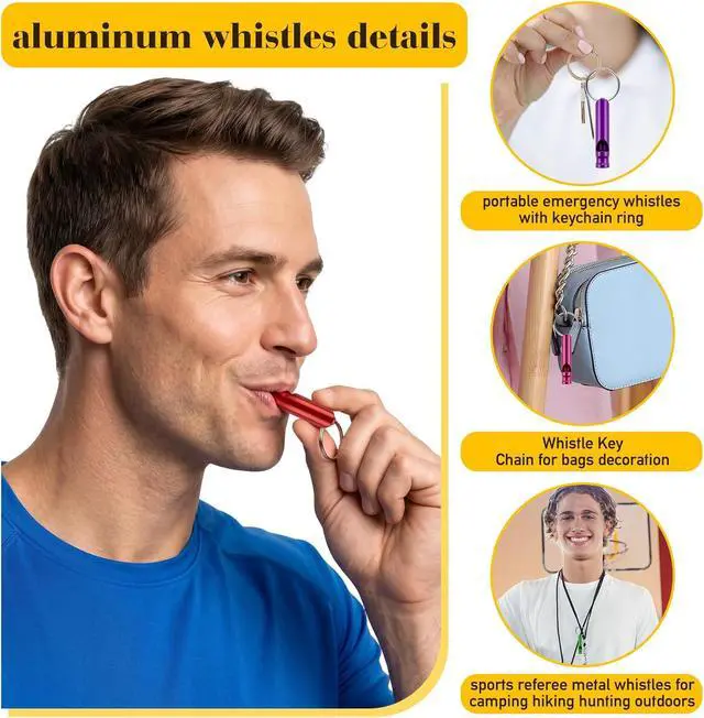 Alt view image 3 of 6 - 24-500 Pieces Mini Aluminum Emergency Whistles with Keychains Adults Metal Whistles Partable Survival Whistles Metal Key Chain for Sports Outdoor Camping Hiking Boating Hunting Fishing