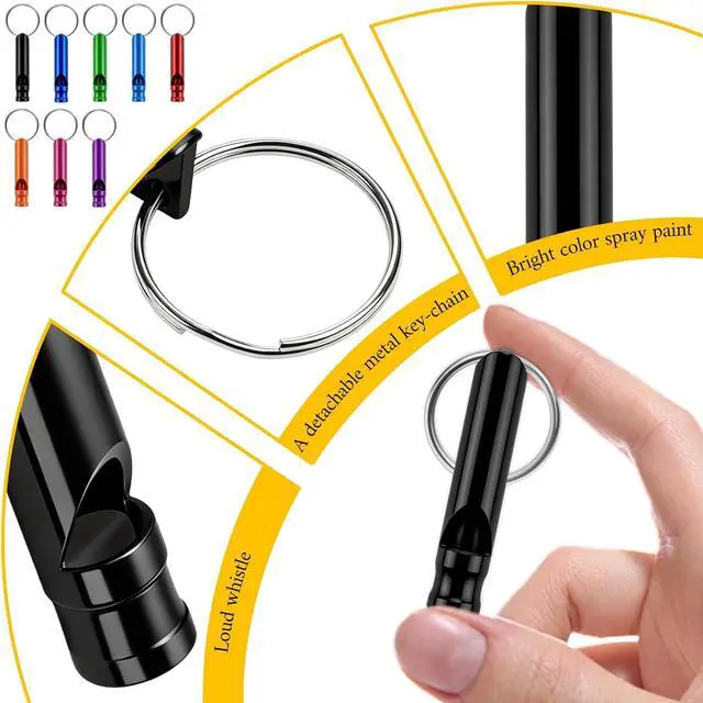 Alt view image 2 of 6 - 24-500 Pieces Mini Aluminum Emergency Whistles with Keychains Adults Metal Whistles Partable Survival Whistles Metal Key Chain for Sports Outdoor Camping Hiking Boating Hunting Fishing