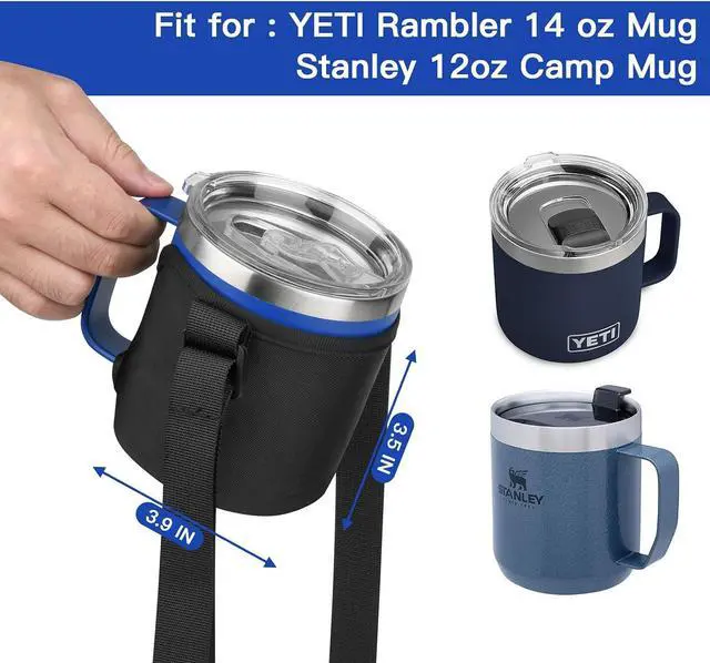 Alt view image 3 of 7 - Xxerciz Water Bottle Carrier Bag for YETI Rambler 14 oz Mug, Adjustable Shoulder Strap, Nylon Water Bottle Sling Sleeve for Hiking Camping Traveling