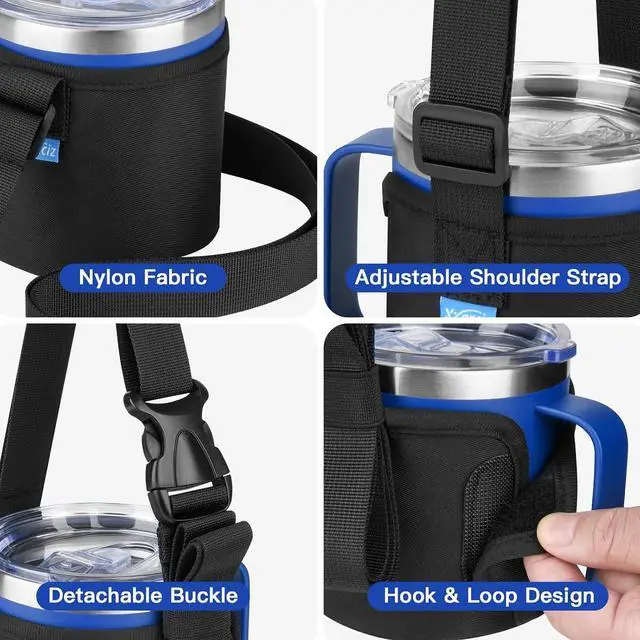 Alt view image 7 of 7 - Xxerciz Water Bottle Carrier Bag for YETI Rambler 14 oz Mug, Adjustable Shoulder Strap, Nylon Water Bottle Sling Sleeve for Hiking Camping Traveling