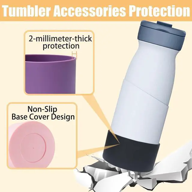 Alt view image 3 of 6 - 2-Pack Silicone Water Bottle Boot Bottom Protector 3 Inch | non-slip base cover, tumbler cup compatible, 20 30 40 oz fit, scratch prevention, outdoor and travel use