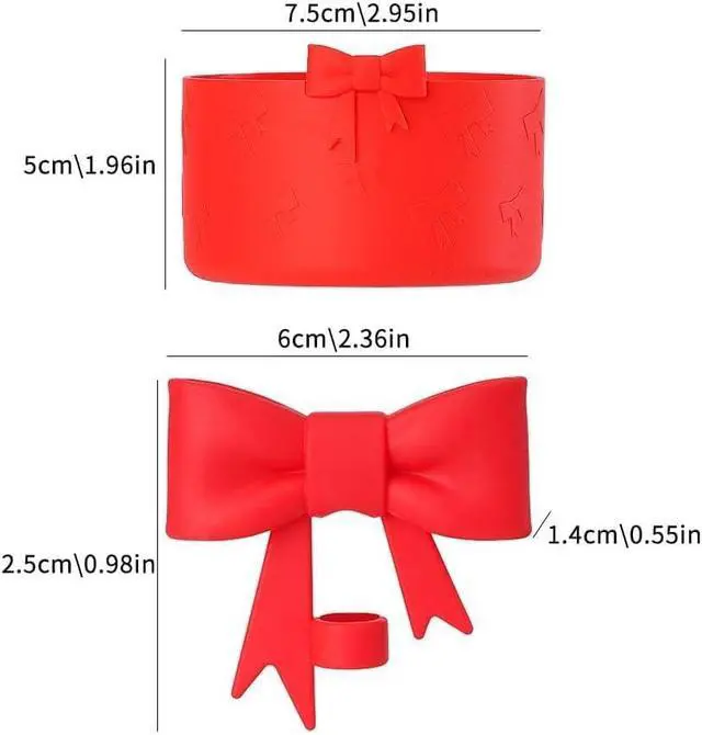Alt view image 6 of 6 - 1 Set Cute Bow Shape Straw Cover Cap and Silicone Boot Sleeve for Stanley, Bowknot Straw Tips Cover Protector Bottom Boot Protective Boot Anti-Slip Bottle Bottom Sleeve Cover Set,Accessories