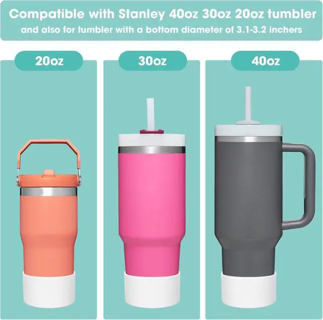 Alt view image 2 of 7 - Airboat Upgrade 2PCS Protective Silicone Boot Bumper for Stanley Quencher Adventure 40oz 30oz IceFlow 20oz 30oz Tumbler, Water Bottle Bottom Sleeve Cover Accessories for Stanley Mug Cup(Pink)