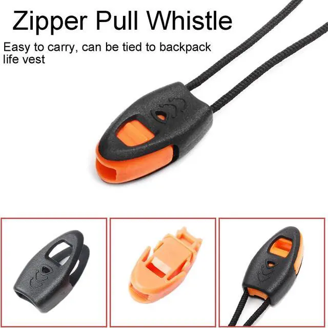 Alt view image 3 of 5 - 5 Pack Zipper Pull Whistles, Loud Emergency Survival Whistle for Kayak Canoe Fishing Lanyard Zipper Pull Cord Ends Lock Paracord Knife Outdoor Camp Hike Travel Kits