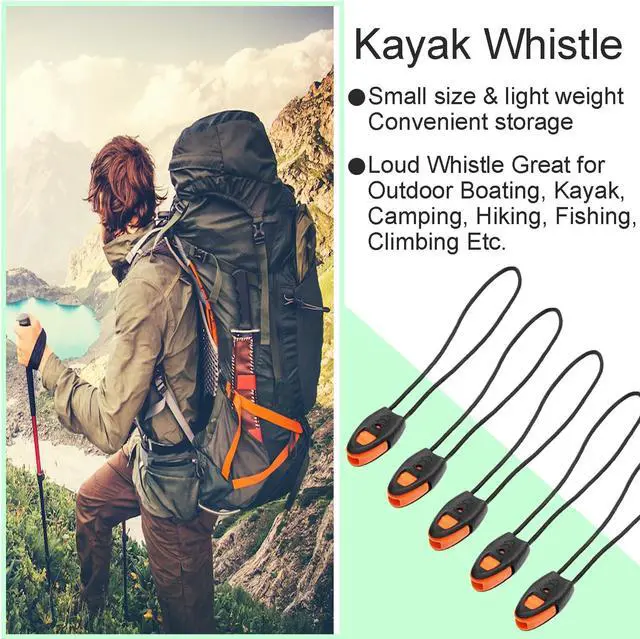 Alt view image 4 of 5 - 5 Pack Zipper Pull Whistles, Loud Emergency Survival Whistle for Kayak Canoe Fishing Lanyard Zipper Pull Cord Ends Lock Paracord Knife Outdoor Camp Hike Travel Kits