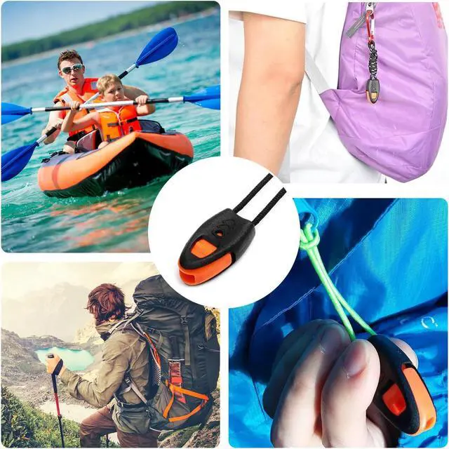 Alt view image 5 of 5 - 5 Pack Zipper Pull Whistles, Loud Emergency Survival Whistle for Kayak Canoe Fishing Lanyard Zipper Pull Cord Ends Lock Paracord Knife Outdoor Camp Hike Travel Kits