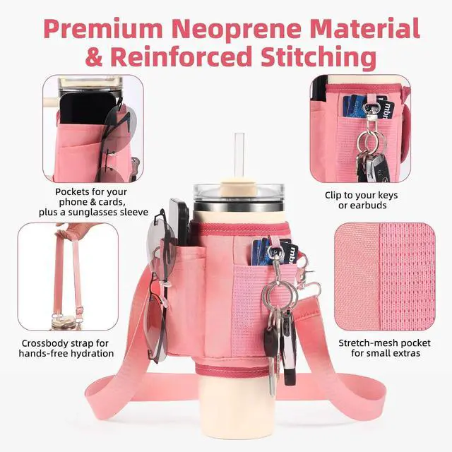 Alt view image 4 of 7 - All Day Quencher Carry All for Stanley 40/30 oz Tumbler, Crossbody Bag with Phone Holder & Strap, Water Bottle Carrier Bag