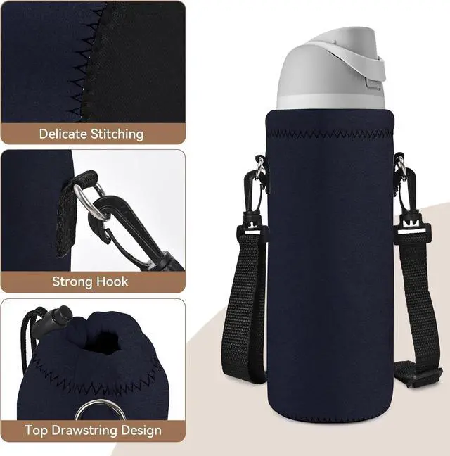 Alt view image 3 of 7 - AUPET Water Bottle Bag Carrier,24oz/32oz Insulated Neoprene bottle Sling Holder Case Pouch Cover for 1000ML/750ML Bottles with Shoulder Strap for walking