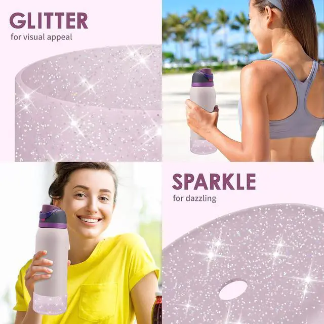 Alt view image 7 of 7 - Protective Glitter Silicone Boot Compatible with Owala 24oz 32oz 40oz, Bling Cup Sleeve Bottom Bumper Cover Compatible with Owala FreeSip, Twist, or Flip Stainless Steel Water Bottles