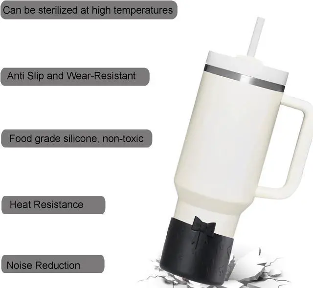 Alt view image 2 of 6 - 1Pcs Black Bow Protective Cup Boot for 20 30 40oz Stanley Bumper, Silicone Tumbler Bottom Sleeve Cover Accessories for Women