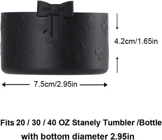 Alt view image 3 of 6 - 1Pcs Black Bow Protective Cup Boot for 20 30 40oz Stanley Bumper, Silicone Tumbler Bottom Sleeve Cover Accessories for Women