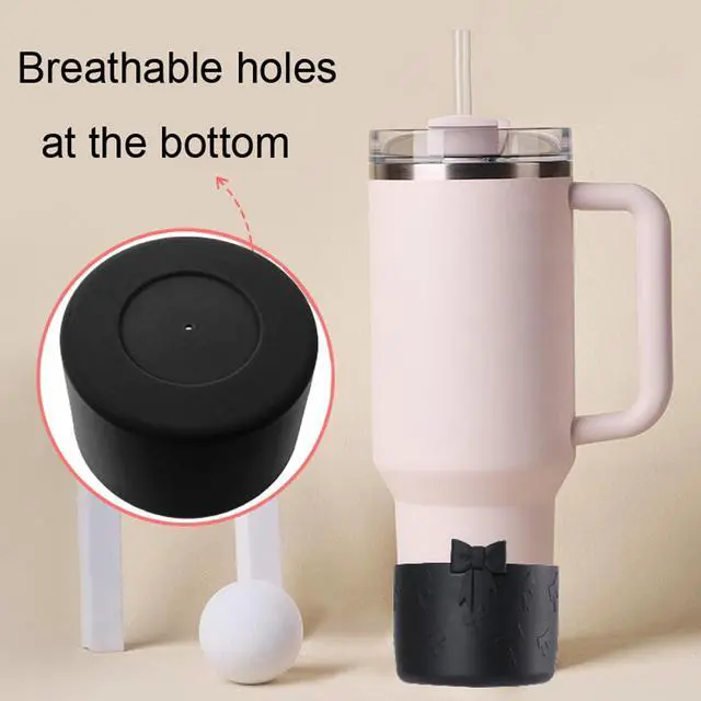 Alt view image 4 of 6 - 1Pcs Black Bow Protective Cup Boot for 20 30 40oz Stanley Bumper, Silicone Tumbler Bottom Sleeve Cover Accessories for Women