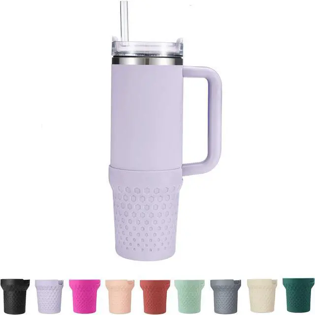 Main image of Silicone Boot for Stanley Cup Bottom Protector Sleeve Accessories for 40oz Tumbler (Purple)