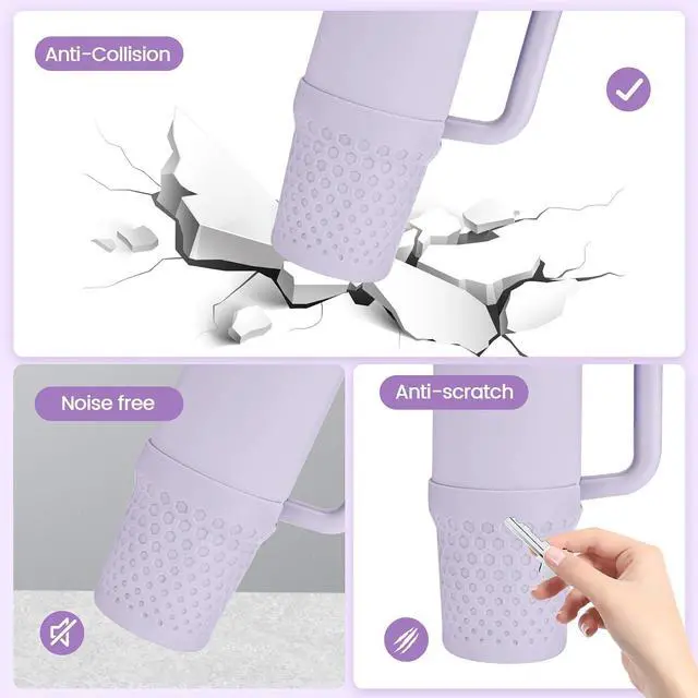Alt view image 3 of 6 - Silicone Boot for Stanley Cup Bottom Protector Sleeve Accessories for 40oz Tumbler (Purple)