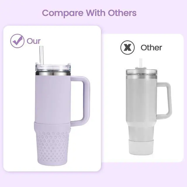 Alt view image 5 of 6 - Silicone Boot for Stanley Cup Bottom Protector Sleeve Accessories for 40oz Tumbler (Purple)