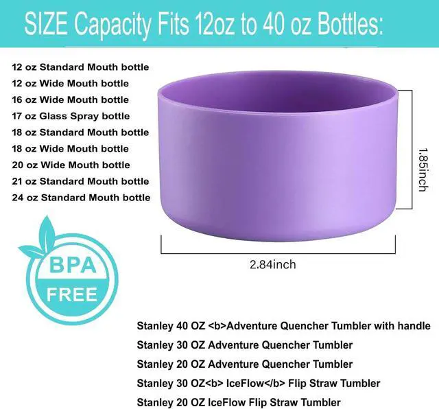 Alt view image 2 of 5 - QIANHAI Protective Silicone Boots for Stanley Quencher Adventure 40oz Tumbler & IceFlow 30oz 20oz -Sport Water Bottle Bottom Sleeve Fits Hydro Flask -Stanley Cup Accessories (1Purple)