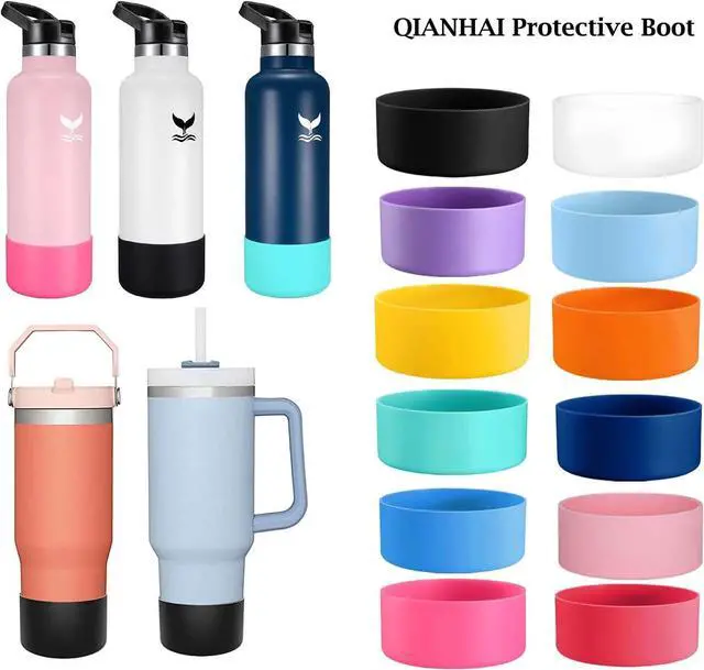 Alt view image 4 of 5 - QIANHAI Protective Silicone Boots for Stanley Quencher Adventure 40oz Tumbler & IceFlow 30oz 20oz -Sport Water Bottle Bottom Sleeve Fits Hydro Flask -Stanley Cup Accessories (1Purple)