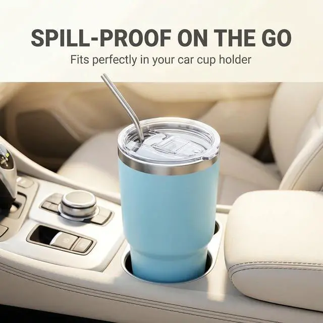 Alt view image 6 of 6 - Tumbler Lid Replacement 2 Pack for 20 oz Tumblers, 3.2" Mugs | Compatible with Yeti Rambler & more. Spill proof and splash resistant crystal clear sliding lids. BPA-Free, straw friendly