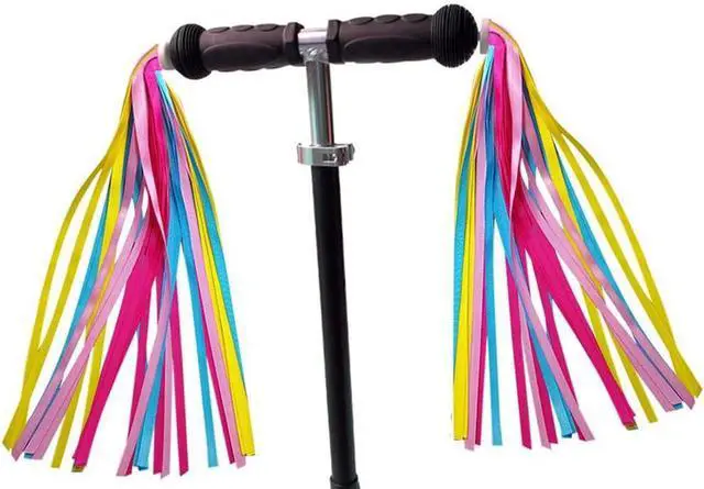 Alt view image 4 of 5 - BlingKingdom 2PCS Bicycle Streamers Handlebar, Bike Tassels for Girls Boys | Rainbow Bicycle Handlebar Streamers, Ribbons Tassel for Bike Accessories