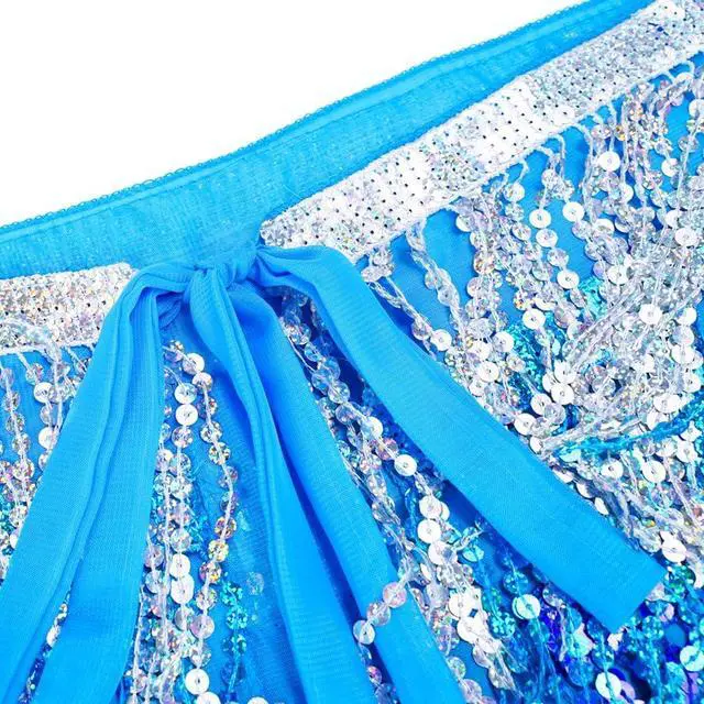 Alt view image 6 of 7 - Women's Sequin Tassel Skirts Rave Fringe Hip Scarf for Festival