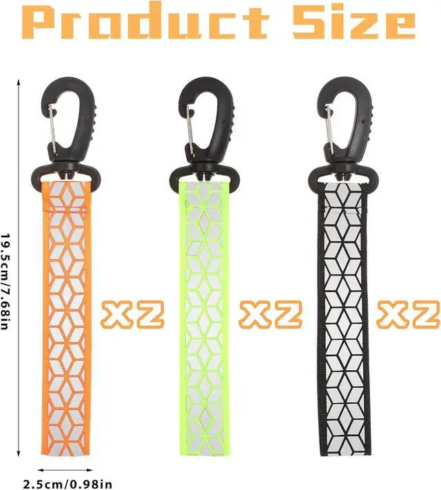 Alt view image 2 of 7 - Grevosea 6Pcs Reflective Strips, Safety Reflector Pendants Safety Key Chains Reflective Tags Pendants Keyring for Backpack Clothes Wheelchair Cycling Walking Running
