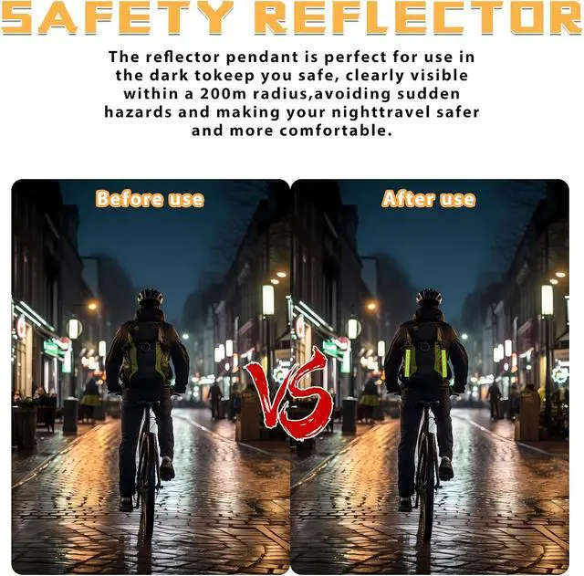 Alt view image 3 of 7 - Grevosea 6Pcs Reflective Strips, Safety Reflector Pendants Safety Key Chains Reflective Tags Pendants Keyring for Backpack Clothes Wheelchair Cycling Walking Running