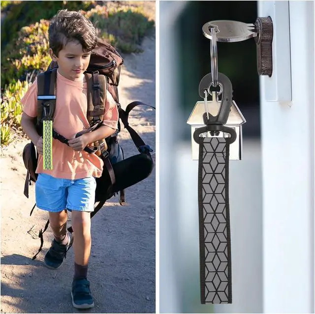 Alt view image 6 of 7 - Grevosea 6Pcs Reflective Strips, Safety Reflector Pendants Safety Key Chains Reflective Tags Pendants Keyring for Backpack Clothes Wheelchair Cycling Walking Running