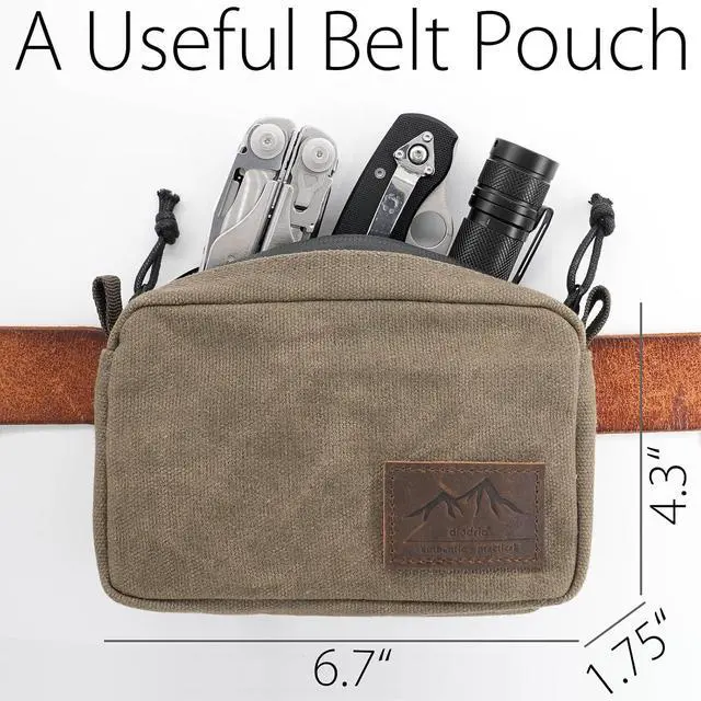 Alt view image 2 of 7 - diodrio Belt Pouch for Men Women YKK Zippers EDC Pouch, Belt Bag Waist Pack for Hiking, Water Resistant, Waxed Canvas, Olive