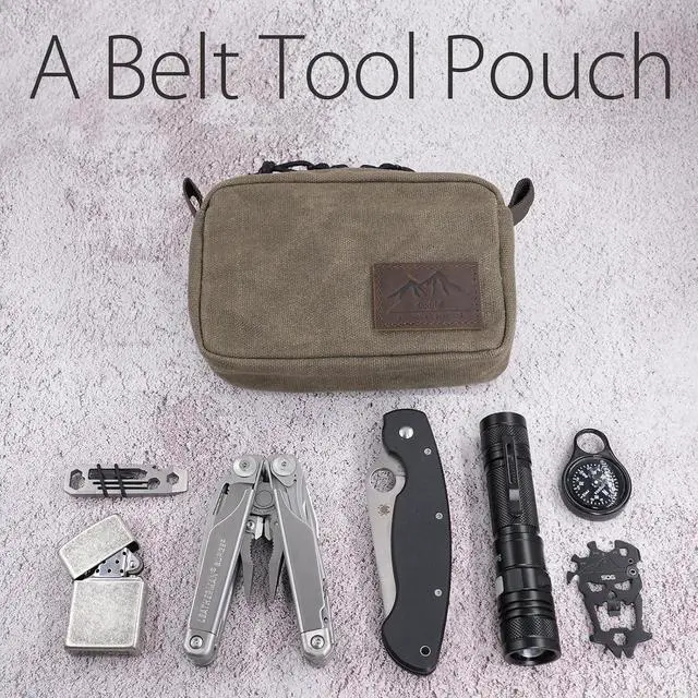 Alt view image 4 of 7 - diodrio Belt Pouch for Men Women YKK Zippers EDC Pouch, Belt Bag Waist Pack for Hiking, Water Resistant, Waxed Canvas, Olive