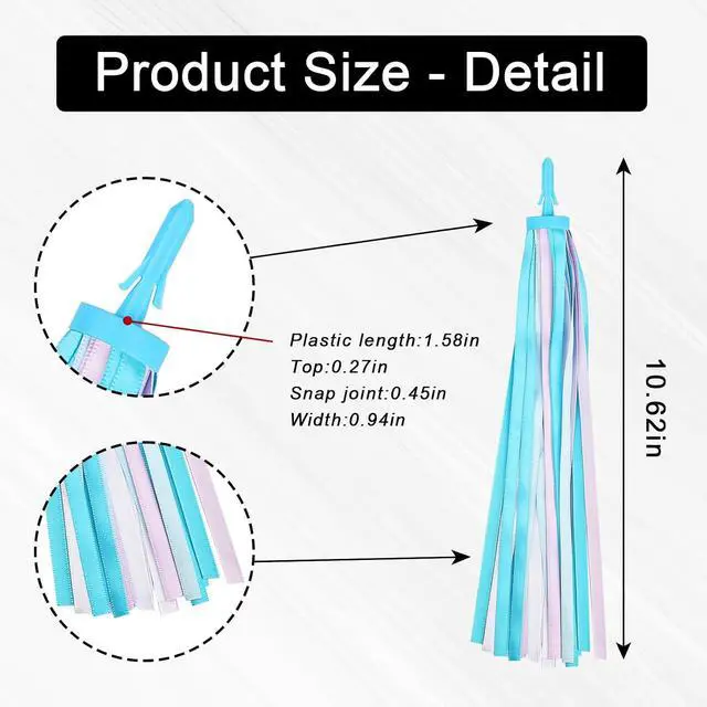 Alt view image 2 of 5 - Estivaux Rainbow Bike Streamers Holiday Bike Handlebar Tassels Colorful Bicycle Streamer Tassels for Bicycle Ornaments