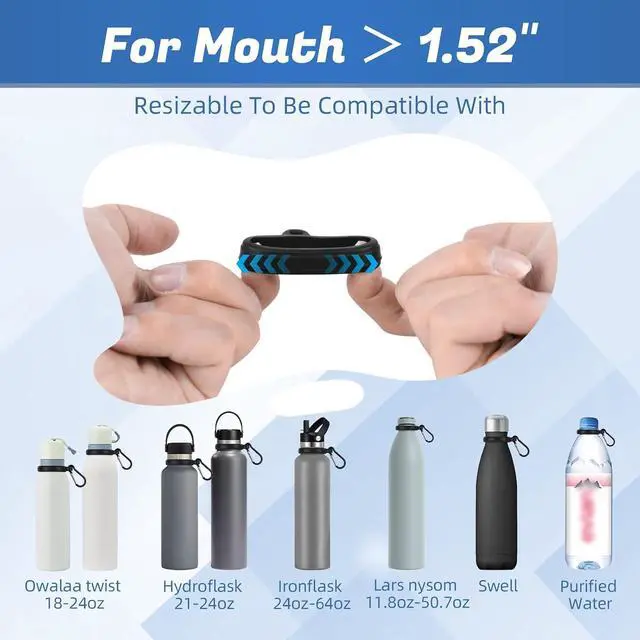 Alt view image 2 of 7 - Water Bottle Clip with Carabiner for Owala Freesip Twist 18oz/24oz | Durable Structure, Food-grade Silicone, Small Mouth, Secure Hanging, suitable for Outdoor Hiking, Climbing, Camping