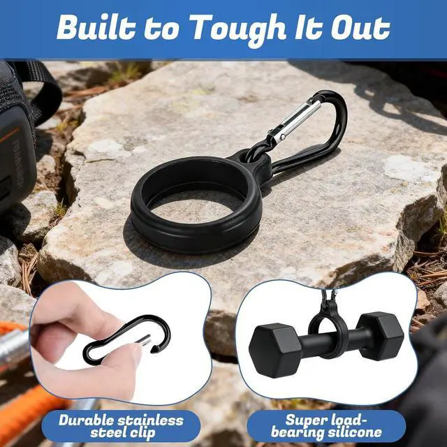 Alt view image 4 of 7 - Water Bottle Clip with Carabiner for Owala Freesip Twist 18oz/24oz | Durable Structure, Food-grade Silicone, Small Mouth, Secure Hanging, suitable for Outdoor Hiking, Climbing, Camping