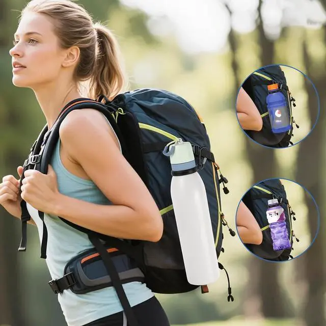 Alt view image 6 of 7 - Water Bottle Clip with Carabiner for Owala Freesip Twist 18oz/24oz | Durable Structure, Food-grade Silicone, Small Mouth, Secure Hanging, suitable for Outdoor Hiking, Climbing, Camping