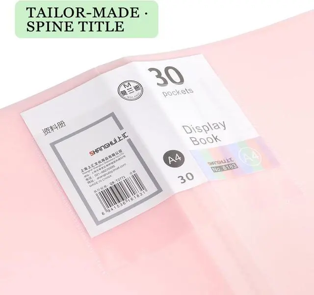 Alt view image 4 of 7 - 1 Pack (Pink), Document Organizer, Presentation Book for Artwork, Display 60 Pages Book, Portfolio Folder with Clear Sheet Protectors, Binder with Plastic Sleeves