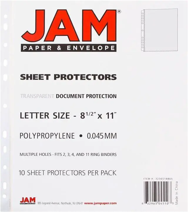 Alt view image 2 of 3 - JAM PAPER Sheet Protectors - Fits Standard 8 1/2 x 11 Paper - Clear - 10 Document Sleeves/Pack