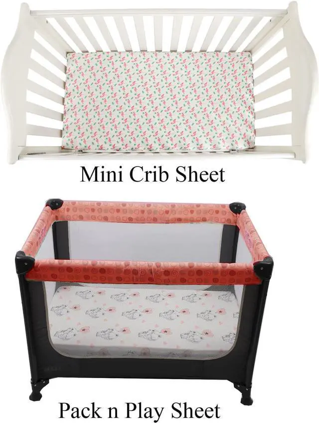 Alt view image 2 of 7 - Flamingo Elephant & Lion, Ultra Soft Jersey Material, Playard Sheets Convertible Playard Mattress Cover, Pack n Play Sheet Stretchy Fitted Portable Mini Crib Sheets Set 3 Pack