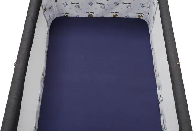 Alt view image 6 of 7 - Dark Blue & Bear Deer, Ultra Soft Jersey Material, Playard Sheets Convertible Playard Mattress Cover, Pack n Play Sheet Stretchy Fitted Portable Mini Crib Sheets Set 2 Pack